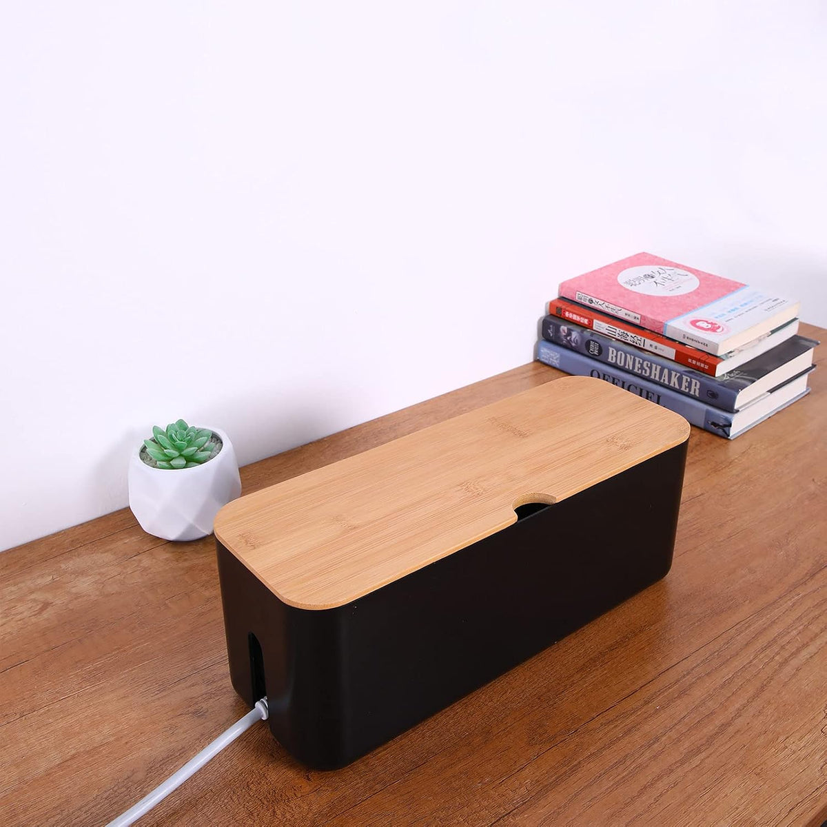 Cable Management Box Set Cable Organizer Boxes for Extension Cord Power Stripe Surge Protector Wire Management Organizer Cover Hider for Desk Home Office Kitchen (Small & Large Black)