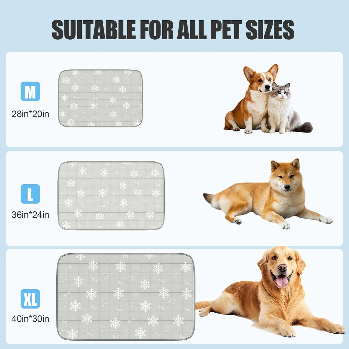 Dog Cooling Mat,Dog Blanket Washable,Cool Fabric & Internal Waterproof Cooling Pad (Grey, Large (36X24 Inch))
